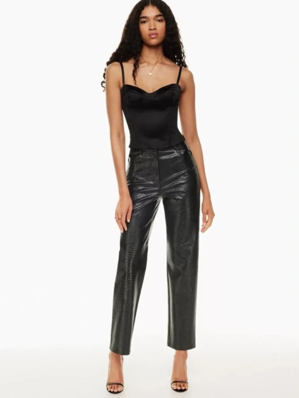 NWT Aritzia Wilfred The Melina Vegan Leather Pant in Black Python Sz 0 SHORT